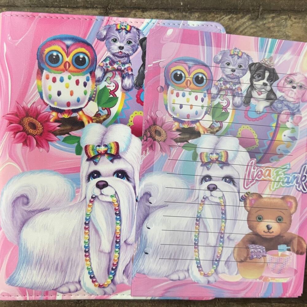 Lisa Frank Dogs A5 6 ring binder with matching paper